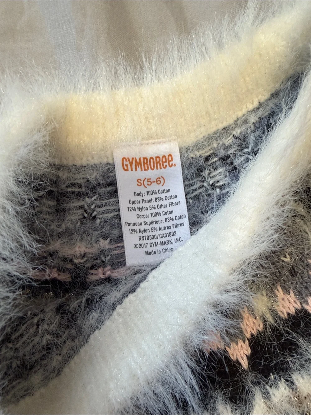 Gymboree off white Sweater Dress with Pink & Gray Fair Isle Yoke